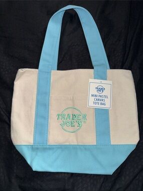 🆕 Mini Pastel Canvas Tote Bag in Light Blue